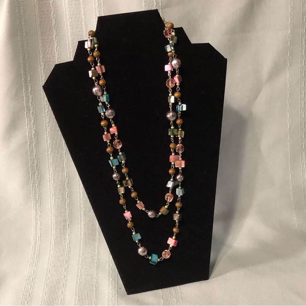 Vintage 48” Multi color Beaded Necklace